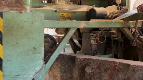 Wood Sawing Process. Processing Machine. Manufacturing Planks With Wood Sawi Stock Footage 279841437