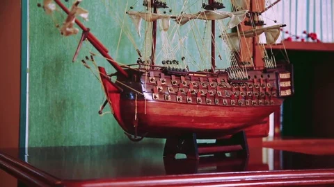 Wood scale model of ship 스톡 동영상 85167357