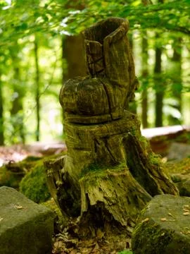 Wood Sculpture - Hiking Boot Stock Photos