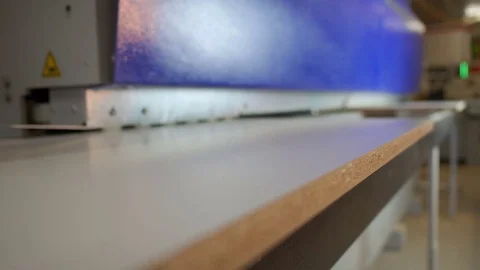 Wood shelves on production tape. Stock Footage