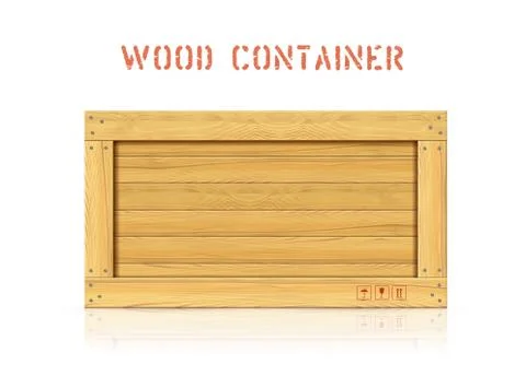 Wood simple vector container with planks and freight symbols 스톡 일러스트