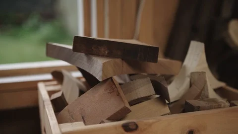 Wood sits in a workshop Stock Footage 128773608