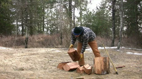 Wood Splitting Stock Footage 610088
