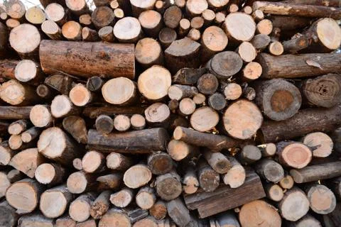 Wood stack background Foto stock