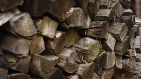 Wood stack detials macro focus rack (4k 30p) Stock Footage 156842880