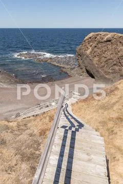Wood Staircase in Gros Morne National Park Stock Photos