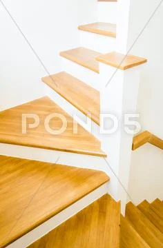 Wood staircase interior Stock Photos