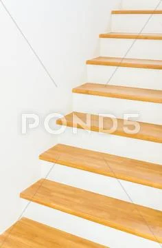 Wood staircase interior Stock Photos
