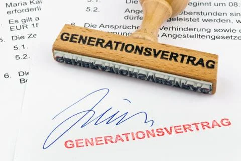 Wood stamp on the document: generation contract Stock Photos