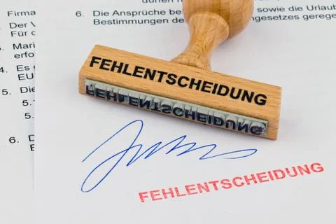 Wood stamp on the document: mistake Stock Photos