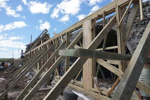 Wood structure for building the carpentry Stock Photos