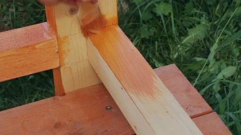 Wood structure painting with special protective coverage Video stock 221237962