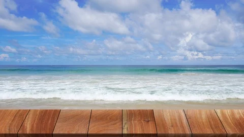 Wood, Table, Beach Sea Video stock 114071149