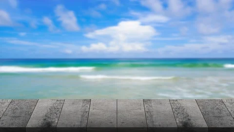Wood, Table, Beach Sea Vídeo Stock 114077164