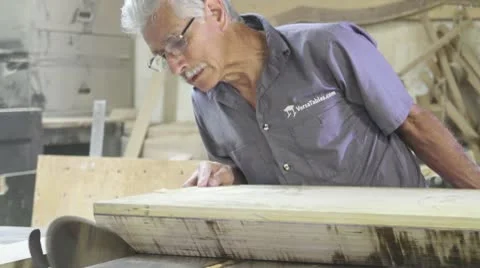 Wood Table Being Cut by Hand Stock Footage 10790285