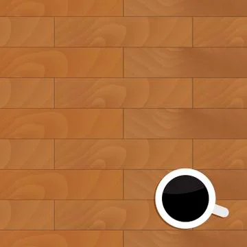 Wood table with cup of coffee Stock Illustration
