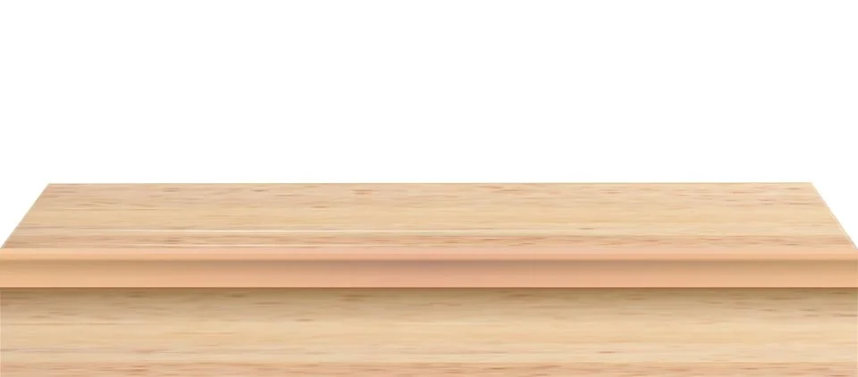 Wood table perspective view, kitchen top made of brown timber, wooden surface of Stock Illustration