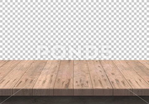 Wood table top isolated on transparent background - PSD Template PSD Template