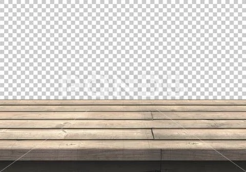 Wood table top isolated on transparent background - PSD Template PSD Template