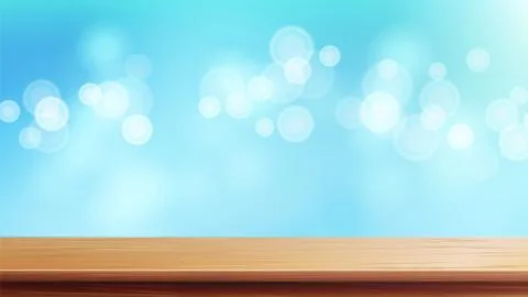 Wood Table Top Vector. Brown Bokeh Abstract Natural Background. Close Up Top Illustrazione stock