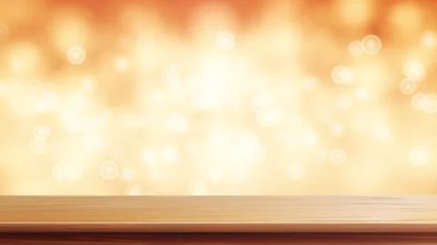 Wood Table Top Vector. Brown Bokeh Abstract Background. Close Up Top Wooden Illustrazione stock