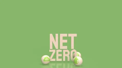 The wood text net zero for eco or carbon free concept 3d rendering Stock Illustration