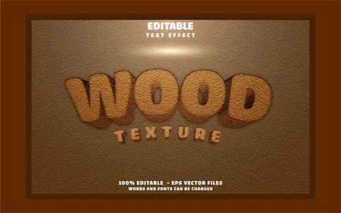 Wood Texture 3D Editable Text Effect Vector Design Stock Illustration