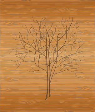 Wood texture with tree. Stock Illustration
