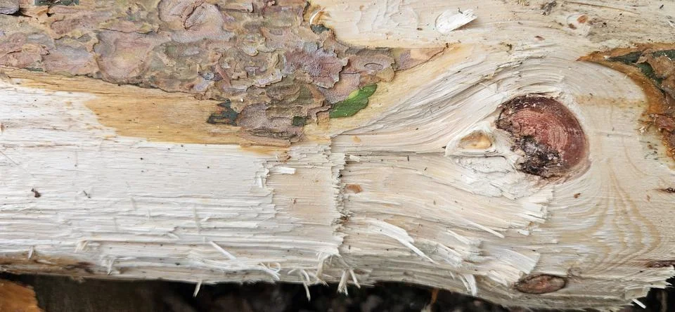 Wood texture.Pine bark.Tree trunk.Tree rings.Tree knot Stock Photos