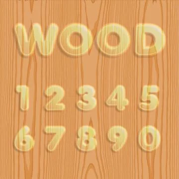Wood texturized font set, vector illustration Stock Illustration