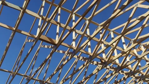 Wood Timber House Construction Stud Frame Video stock 151125841