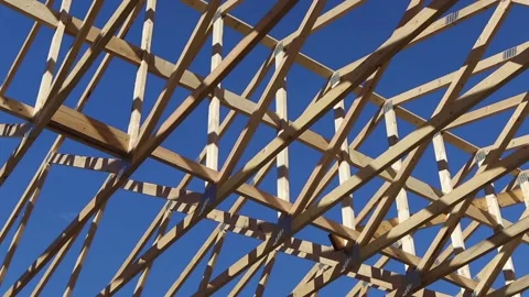 Wood Timber House Construction Stud Frame Video stock 151125844