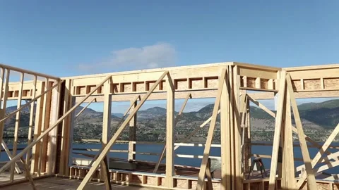Wood Timber House Construction Stud Frame Video stock 151125874
