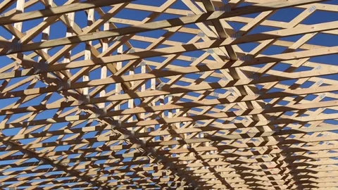 Wood Timber House Construction Stud Frame Video stock 151125879