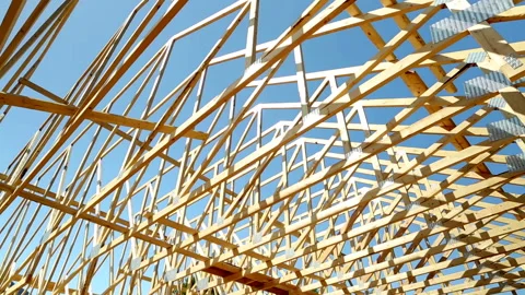 Wood Timber House Construction Stud Frame Stock Footage 157732575