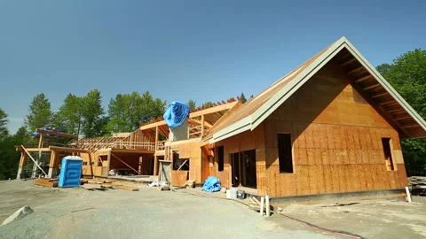 Wood Timber House Construction Stud Frame Stock Footage 157734475