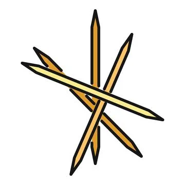 Wood toothpicks creating star shape flat color icon Stock Illustration