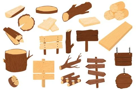 Wood Tree Logs Vector Set Stock Illustration