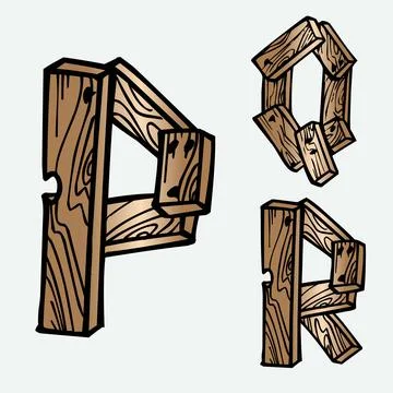Wood tree texture letters alphabets font initials abc english creative Stock Illustration