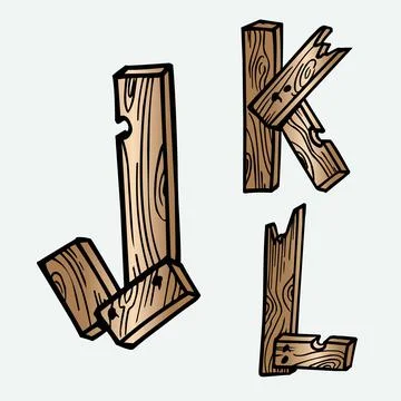 Wood tree texture letters alphabets font initials abc english creative Stock Illustration