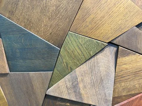 Wood triangular Abstract polygonal background from wooden, 3d Stock Photos