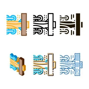 Wood trunk grinding icon vector concepts outline Stock Illustration