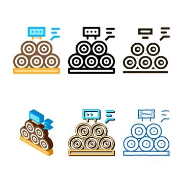 Wood trunks icon vector series outline Stock Illustration