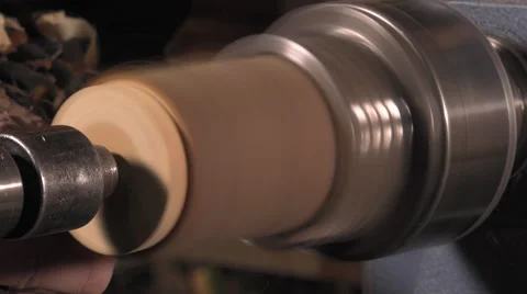 Wood turner cutting shapes in wood Stock-Footage 59359475