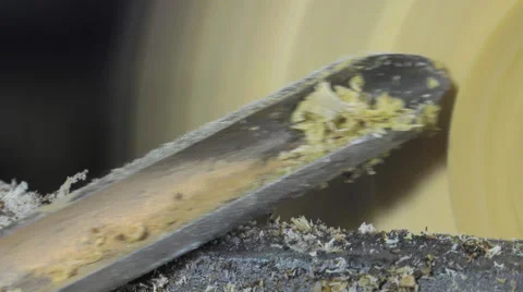 Wood turner cutting shapes in wood Stock-Footage 59509273