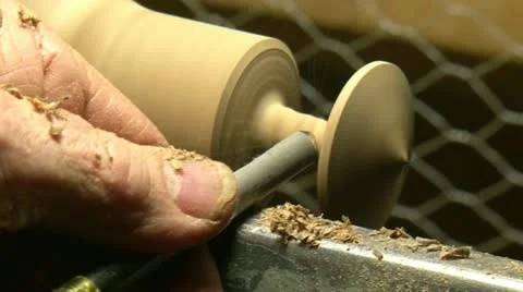 Wood turning using a skew chisel Stock Footage 18037481