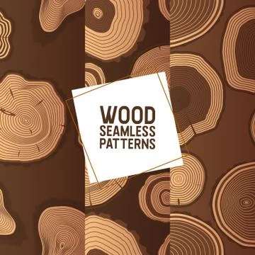 Wood vector seamless pattern wooden circle rings tree log lumbers logging trunks Stock Illustration