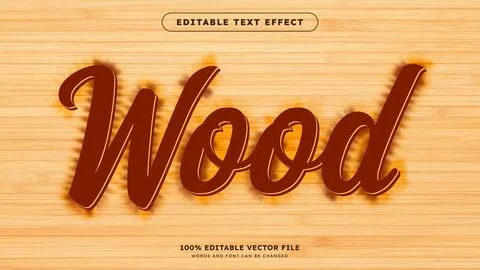 Wood vector text effect editable alphabet plank board wooden Illustrazione stock