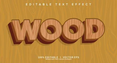 Wood vector text effect with modern style design Stock Illustration