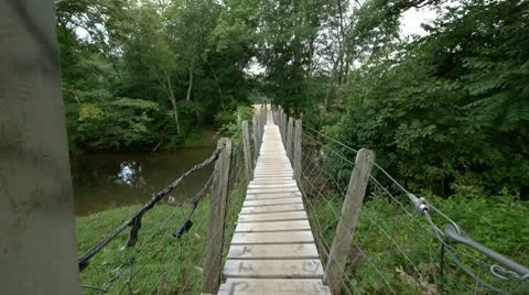 Wood walking bridge Stock Footage 10571091